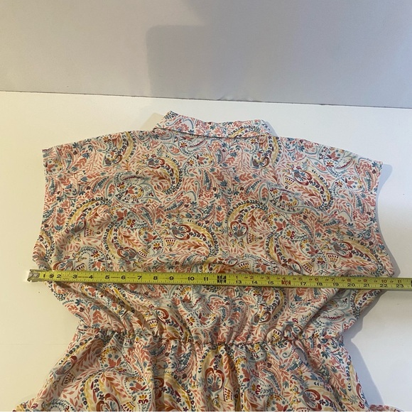 Lucky Brand Midi Cap Sleeve Front Button Floral Waist Tie Dress Size XL - Picture 11 of 11